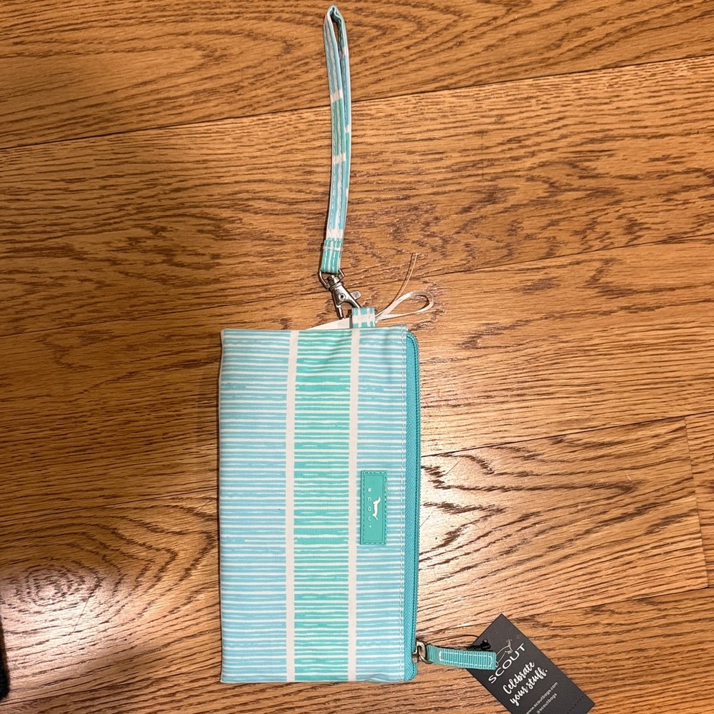 Scout Aqua and White Striped Key & Card Holder